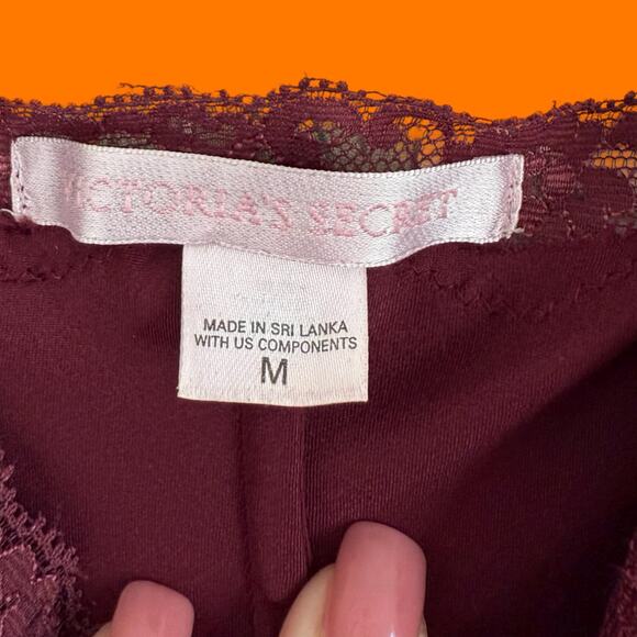 00's vintage maroon satin lace y2k slip dress MEDIUM Victoria's Secret - Picture 5 of 6